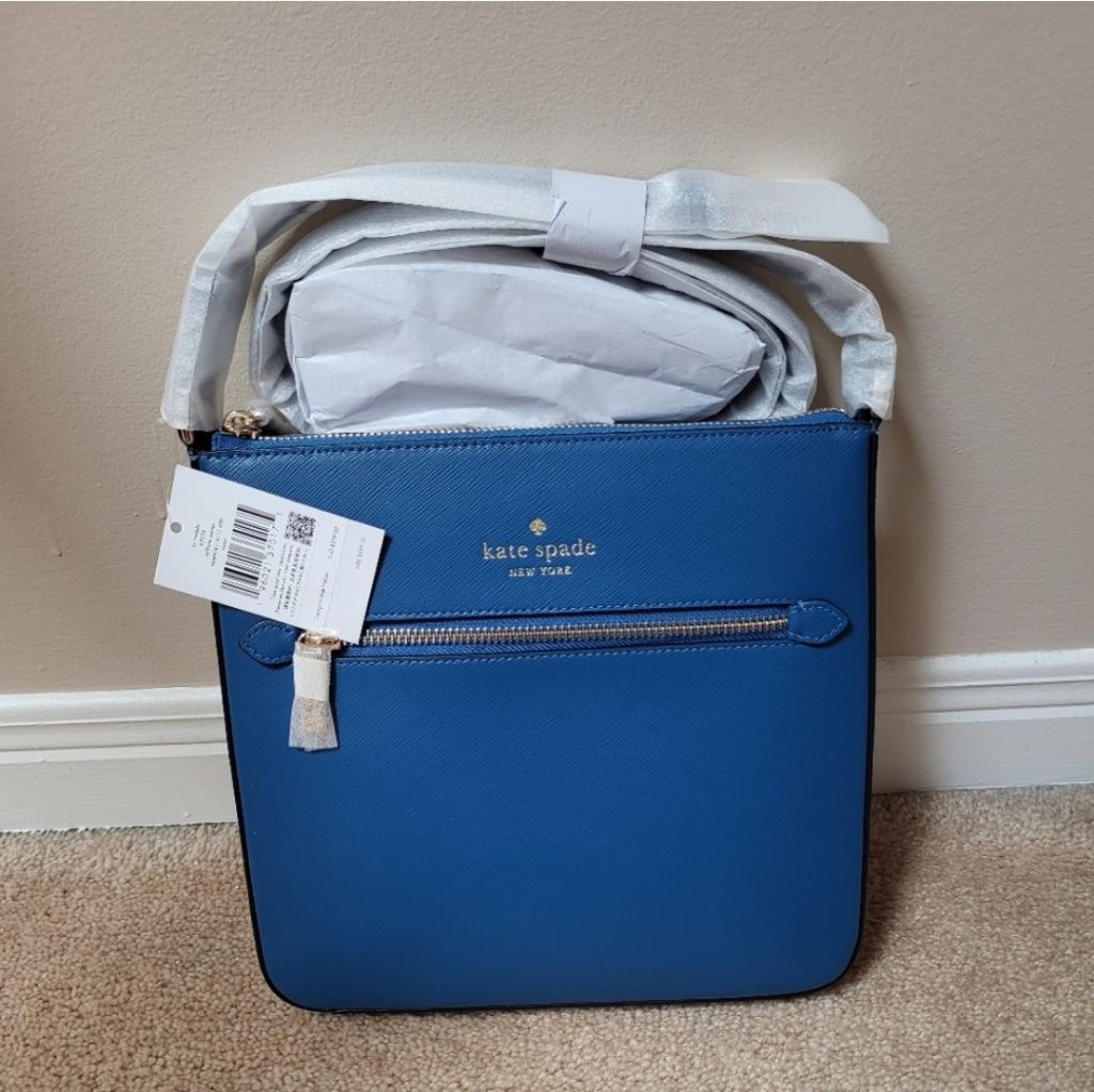 Kate Spade Sadie North South Saffiano Leather Crossbody Bag In Sapphire, New